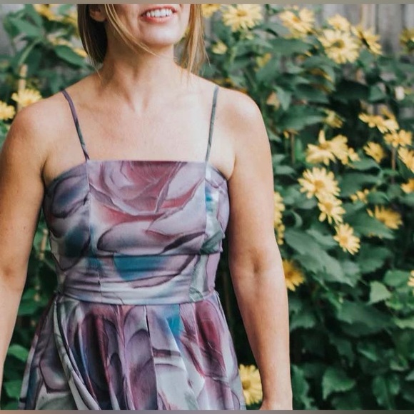 Vintage purple floral dress, size S/M - Picture 2 of 4